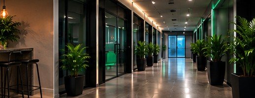 Corredor e bastidores dos estúdios