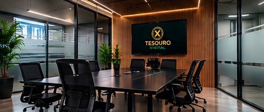 Sala de reunião equipada para briefing e planejamento